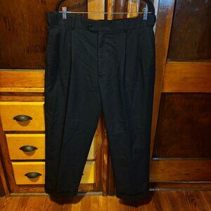 Men's Louis Raphael Luxe 100% Worsted Wool Black Dress Pants Waist 38" Inseam 30